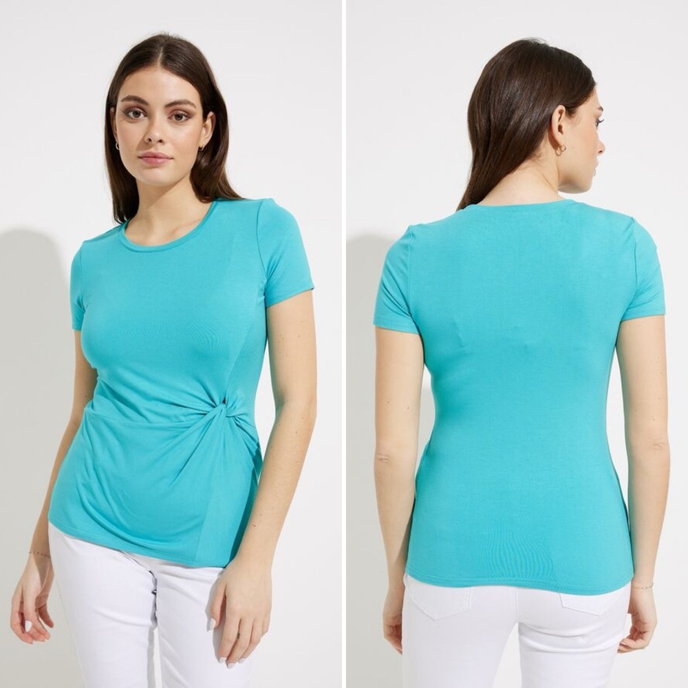 JOSEPH RIBKOFF Casual Crewneck Pullover Knotted Twist Front Tee Size 6 NWT